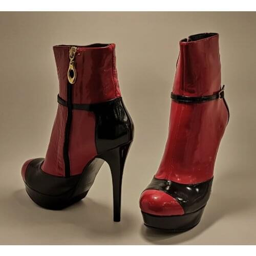 Women Red Patent Leather Winter Autumn Boots Genuine Leather Comfortable Platform Base High Heels Stylish Design Shoes Female