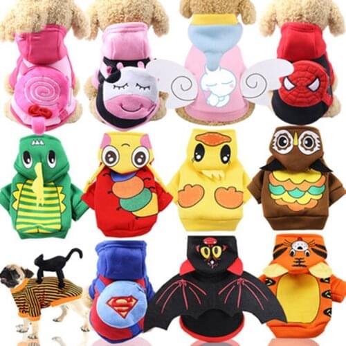 Winter Dog Clothes For Small Dogs French Bulldog Dog Clothing Halloween Fleece Pet Warm Cartoon Dog Hoodie Coat Cosplay Soft Pet