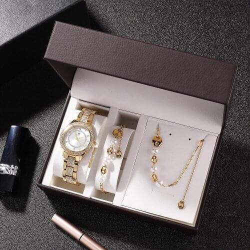 Zonmfei fashion new womens watch set gift box simple 3-piece set of titanium steel beads jewelry one for distribution