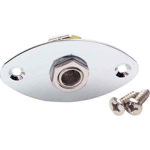 1/4'' 6.35mm Guitar Oval Flat Output Jack Plate Socket For Electric Guitar
