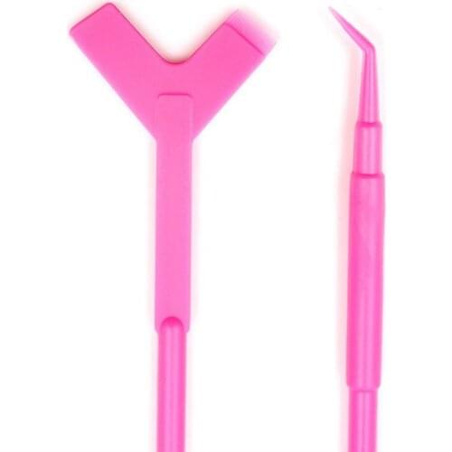 10Pcs Lashes Extension Hot Glue Spoon Y Shape Comb Brush Lash Lifting Curler Applicator 2 Way Plastic Eyelash Perming Stick Tool