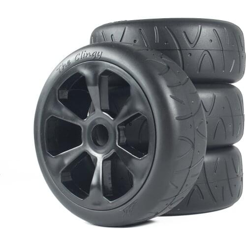 4Pcs RC 1/8 Scale On Road Hot Melt Rubber Tire & Wheel Rim Set 17mm Hex Wheels for 1:8 Hobao HSP HPI Kyosho RC Car Parts