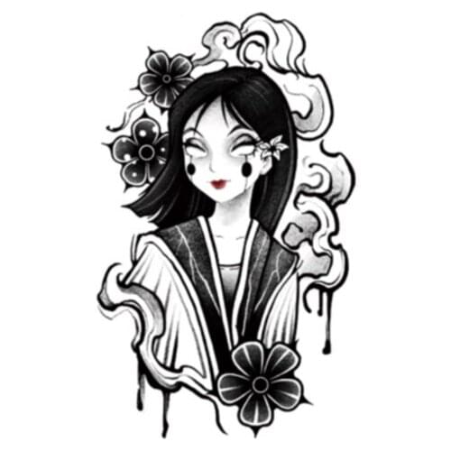 170MM×100MM Geisha Tattoo Applique Arm Male Trendy Personality Dark Thigh Female Ghost