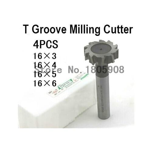 Free Shipping 4pcs/set 16mm Straight shank T cutter superhard T T slot cutter cnc milling machine tool 16mm*,3mm, 4mm ,5mm,6mm