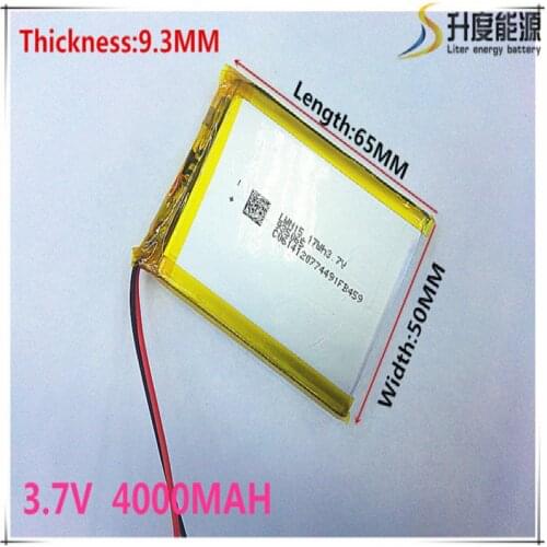 Free shipping Polymer battery 4000 mah 3.7V 935065 smart home MP3 speakers Li-ion battery for dvr,GPS,mp3,mp4,cell phone,speak