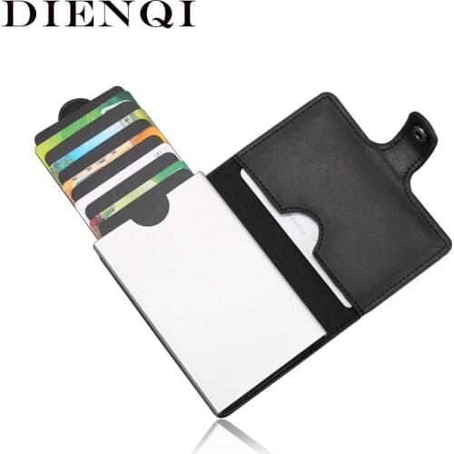 DIENQI Rfid Pull-out CardHolder Men Wallets Slim Metal Wallet Male Vintage Black Smart Purse 2020 Magic Wallet Monederos Vallet