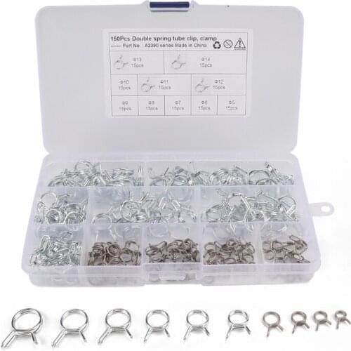 Double Wire 150PCS Φ5-Φ14 Spring Pipe /Fuel Oil / Water Pipe/ Clamp Set Kits