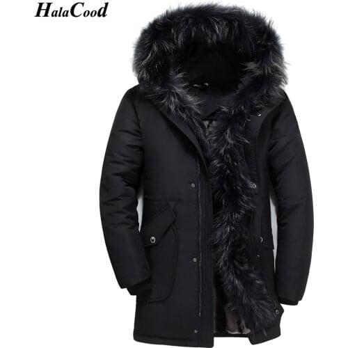 HALACOOD Brand Lovers Thicken Warm Winter Duck Down Jacket Men Fur Collar Parkas Hooded Coat Plus Size 5XL Overcoat Western Male