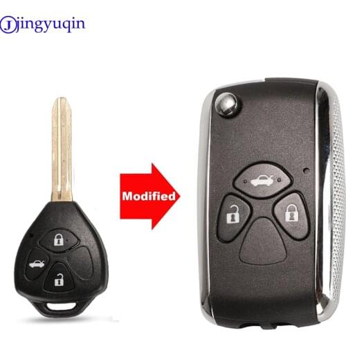 Jingyuqin 3 Buttons Modified Flip Remote Car Key Shell Fob Case For Toyota Corolla RAV4 Camry Avlon