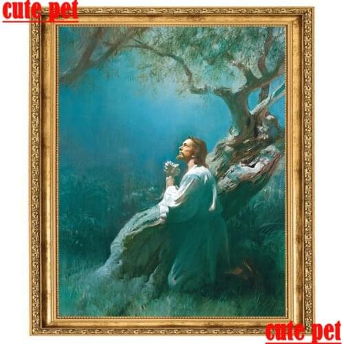 Cute pet Jesus prays DIY Mosaic Diamond Painting wallpaper Cross-stitch 5d diamond rhinestone diamond full diamond Embroidery