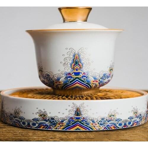 Ceramic Tea Tureen Chinese Kung Fu Gaiwan Tea Set Drinkware Master Tea Bowl Decor Collection