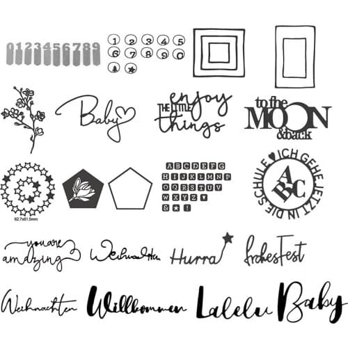 English Letters 0-9 Numbers Alphabets Metal Cutting Dies for Scrapbooking DIY Photo Album Card Making Decorative Stencil