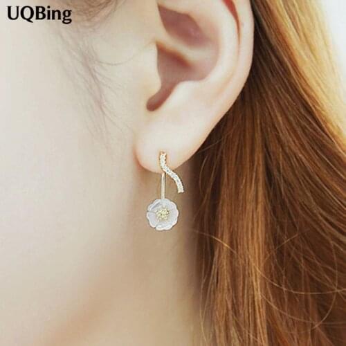 Fashion Elegant 925 Silver Drop Earrings Flower Silver Earrings Jewelry Wholesale Free Shipping