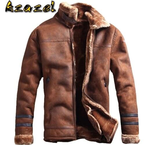 Russian Style Winter Mens Fur Faux Leather Jacket Casual Fashion Streewear Mens Faux Fur Leather Jackets Overcoat Velvet C235