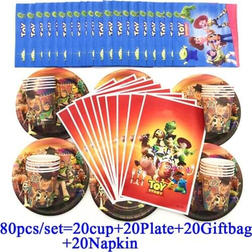 Disney Toy Story 4 Party Set For Boys Birthday Gift Bags Disposable Cup Plate Napkins Tableware Set Toy Story Party Decorations