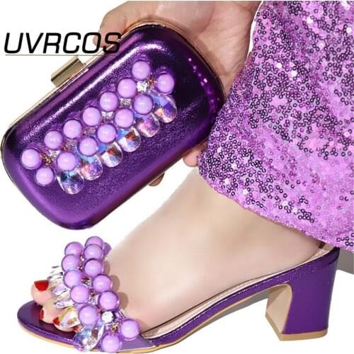 New Arrival Italian Ladies Shoes and Bag To Match Set Decorated with Rhinestone Shoes and Bag Italy Set Bag and Shoes Set Italy