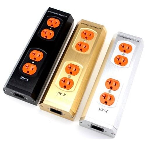 NEW HIFI Aluminum gold-plated phosphor copper US standard power Distributor 4 seats Power supply array socket