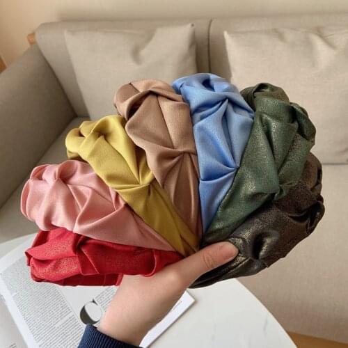 2021 Summer Vintage Exquisite Solid Color Folds Pattern Hair Hoop Headbands Designer Hair Band Ornament Accessories For Women