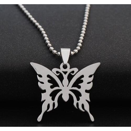 5 stainless steel hollow butterfly charm necklace animal insect butterfly bee butterfly effect pendant charm necklace jewelry