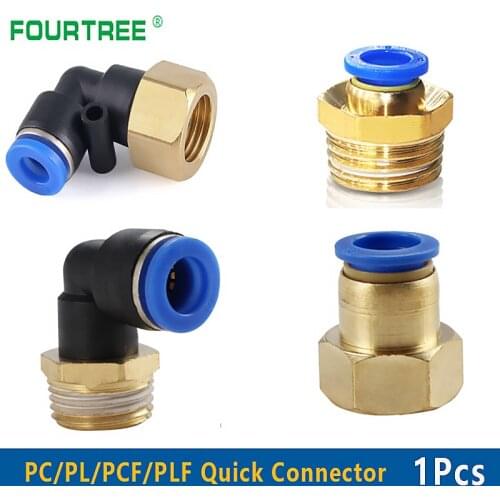 Pneumatic Connector PC/PCF/PL/PLF 4mm-12mm Thread 1/8" 1/4" 3/8" 1/2" Air Tube Female Straight Air Fittings 1Pcs