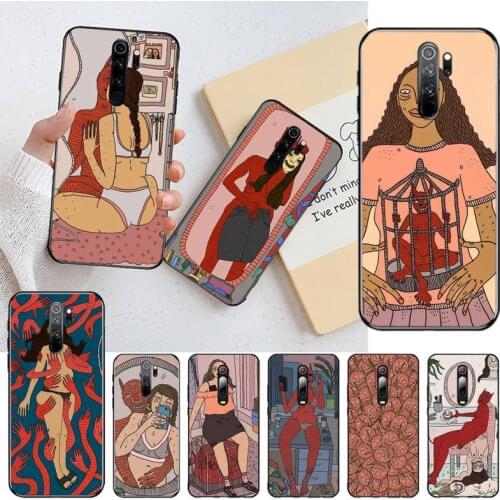 Polly nors art illustrations Phone Case for Redmi 9A 8A 7 6 6A Note 9 8 8T Pro Max Redmi 9 K20 K30 Pro