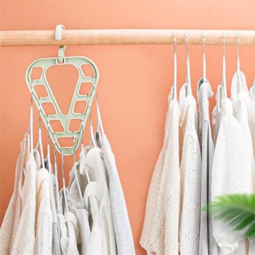 Nine-hole Rotating Multi-function Folding Hanger Clothes Bedroom Closet Storage Rack Plastic Triangle Coat Hanger Clothes Hook