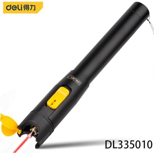Deli DL335010 Optical Fiber Test Pen 10KM Detection Distance Rated Voltage 3V Power Greater Than 10mw Output Wavelength 650nm