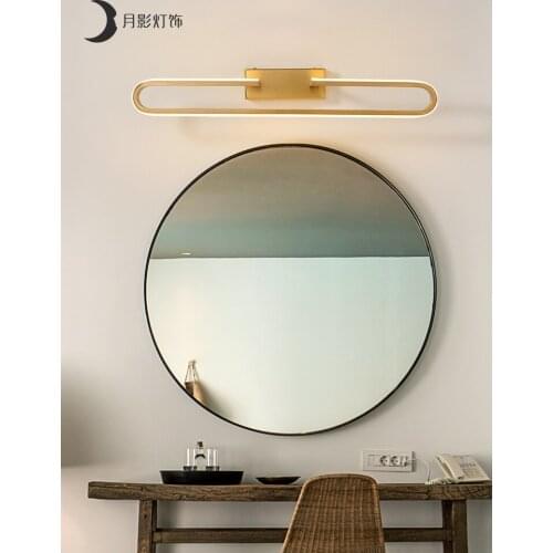 Modern minimalist copper makeup lamp bathroom led mirror front light mirror cabinet light creative wall lamp