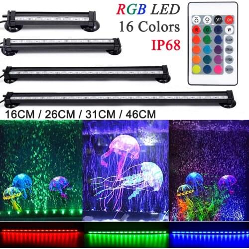 LED Aquarium Light Waterproof Remote Control Air Bubble Lamp Submersible Light Making Oxygen for Fish 16-51CM 5050 RGB D30