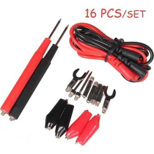 16pcs Universal Digital Multimeter Probe Test Multi Meter Needle Tip Probe Test Leads Pin Wire Pen Cable Test Line Set
