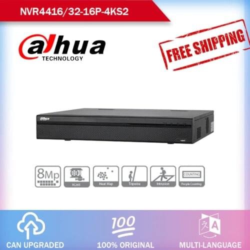 Dahua NVR POE video recorder 16Ch 32CH NVR4416-16P-4KS2 NVR4432-16P-4KS2 1.5U H.265 H.264 16PoE ports 8MP Resolution Easy4ip