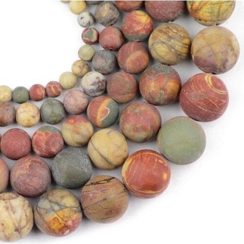 YHBZRET Natural Stone matte Picasso Round spacer Loose Beads For Jewelry Making 6/8/10/12MM Diy Bracelets accessories findings
