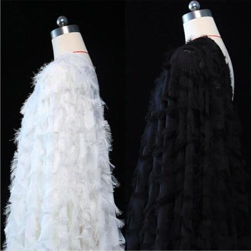 Jacquard Cut Flower Fabric Spring And Summer Breathable Peacock Eyes Fringed Chiffon Fabric For Wedding Dress