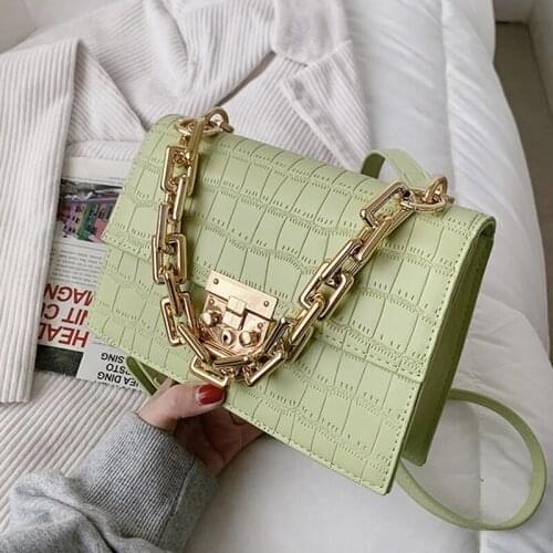 Female Small Luxury Brand Thick Chain Crossbody Bags for Women Black Ladies Handbags Shoulder 2021 Summer Leather Bags