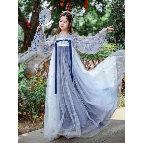 Womens Han Chinese Clothing Fairy Costume Chinese Style Student Waist Skirt Thin Short-Height Genuine Original Princess Dress