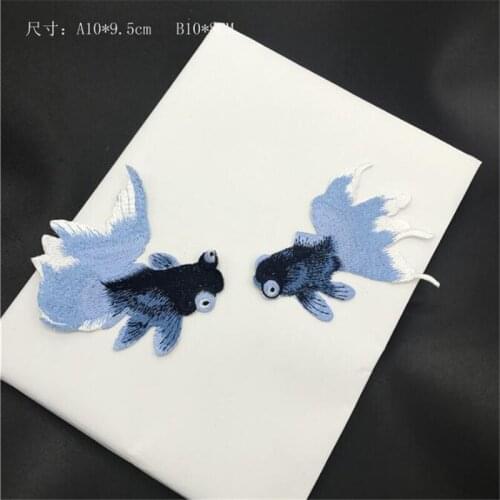 1pair Goldfish Applique Clothing Embroidery Patch Fabric Sticker Iron On Patch Craft Sewing Repair Embroidered BJ0283