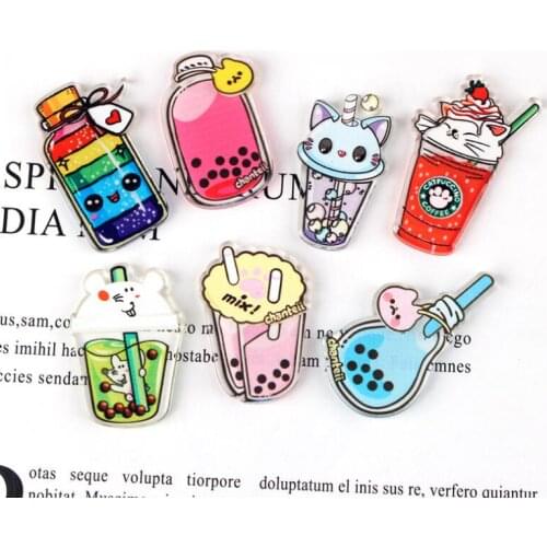 10pcs/lot Kawaii Resin Simulation Milk Bottle Tea Cups Art Flatback Cabochon DIY Craft Decoration