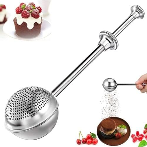 304 Stainless Steel Powdered Sugar Shaker Duster Flour Dispenser Shaker With Spring-operated Handle For Sugar Flour And Spices