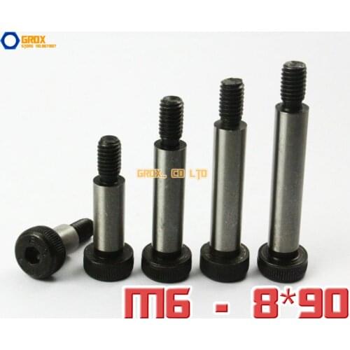 5 Pieces M6 Threaded 8 x 90mm 12.9 Grade Alloy Steel Hexagon Socket Head Shoulder Screw Bolt
