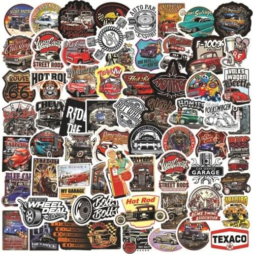 50/100pcs Pack Vintage Cars Stickers Divination Pegatinas For Luggage Laptop Car Motorcycle Skateboard Decal Kids Toy