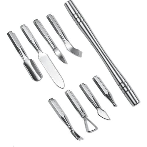 8 In 1 Cuticle Pusher Cutter Set Stainless Steel Nail Pusher Double-ended Pedicure Cuticle Remover Tools Fingernails Toenails