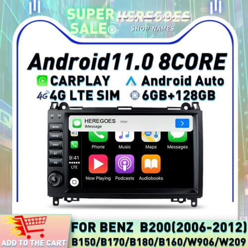 Carplay 9" 4G LTE Android 10.0 8 Core 6GB + 128GB Car DVD Player For Benz B200 W169 W245 W639 Viano Vito Multimedia GPS Radio