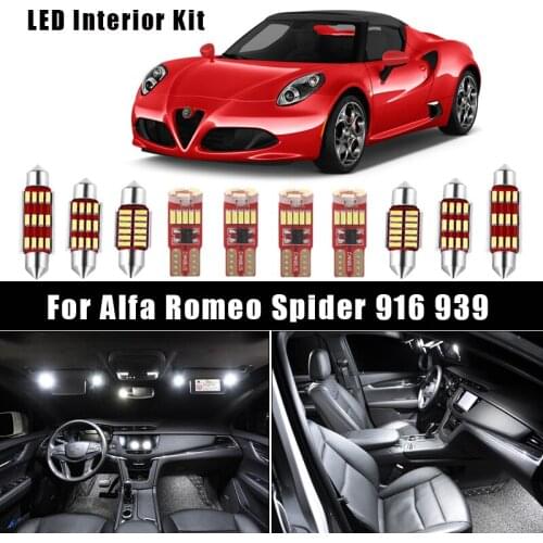 White Canbus LED Interior Reading Dome Lights Map Trunk Cargo Bulbs Kit For 1995-2010 Alfa Romeo Spider 916 939 Glove Box Lamp