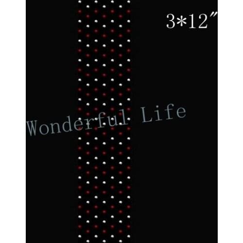 Free Shipping red rhinestones transfer strip desin white clear crystal swirls ion on Rhinestone transfer designs for USA