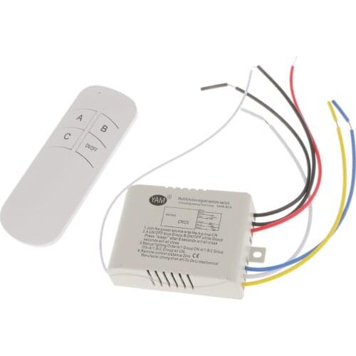 3 Way Wireless Smart Lamp Light RF Remote Control Switch Receiver+Emitter