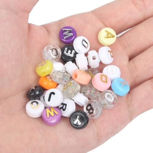 26Colors Multicolor Letter Acrylic Beads Flat Alphabet Round Loose Spacer Beads For Jewelry Making Bracelet Necklace Accessories
