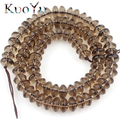 Gasket Smoky Quartzs Beads Smooth Loose Rondell Spacer Beads For Jewelry Making Natural Stone Diy Accessories 15”Strand 6/8/10mm
