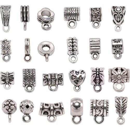 20pcs/lot Antique Clip Bail Beads Pendant Clasp Necklace Connector Bail Beads For Jewelry Making Findings DIY Supplies