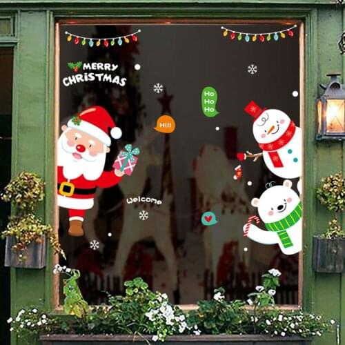 Christmas Window Stickers Merry Christmas Decorations For Home Christmas Wall Sticker Kids Room Wall Decals 2022 New Year