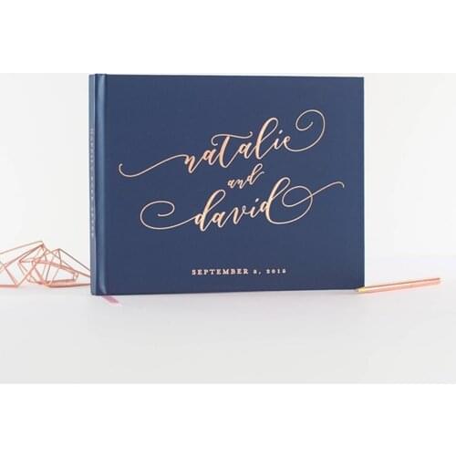 Personalize Rose Gold Foil Wedding Guest Book honeymoon guestbook landscape cutom wedding book photo booth guest book